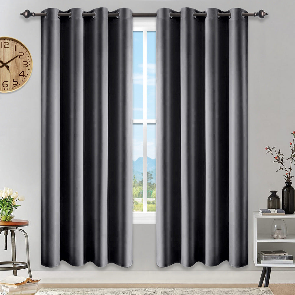 1 Pair Satin Blackout Curtain Dark Grey Small