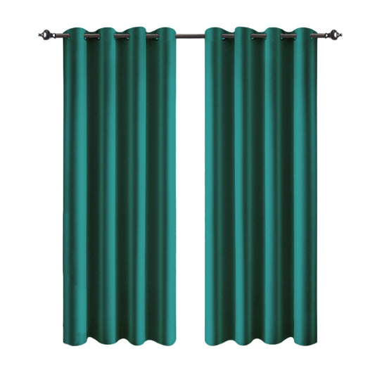 1 Pair Satin Blackout Curtain Green Medium