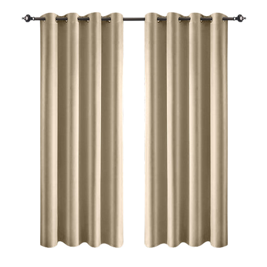 1 Pair Satin Blackout Curtain Khaki Medium