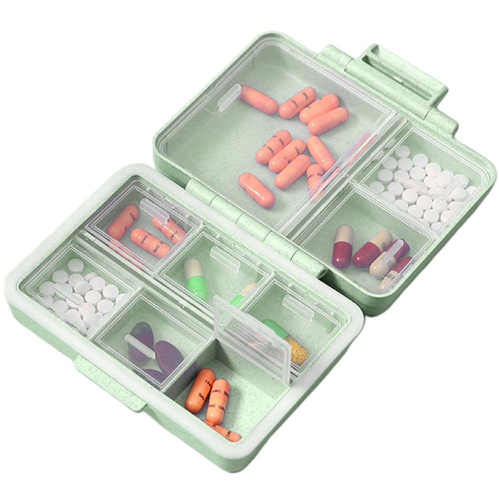 2Pcs Travel Pill Organizer Box Beige and Green