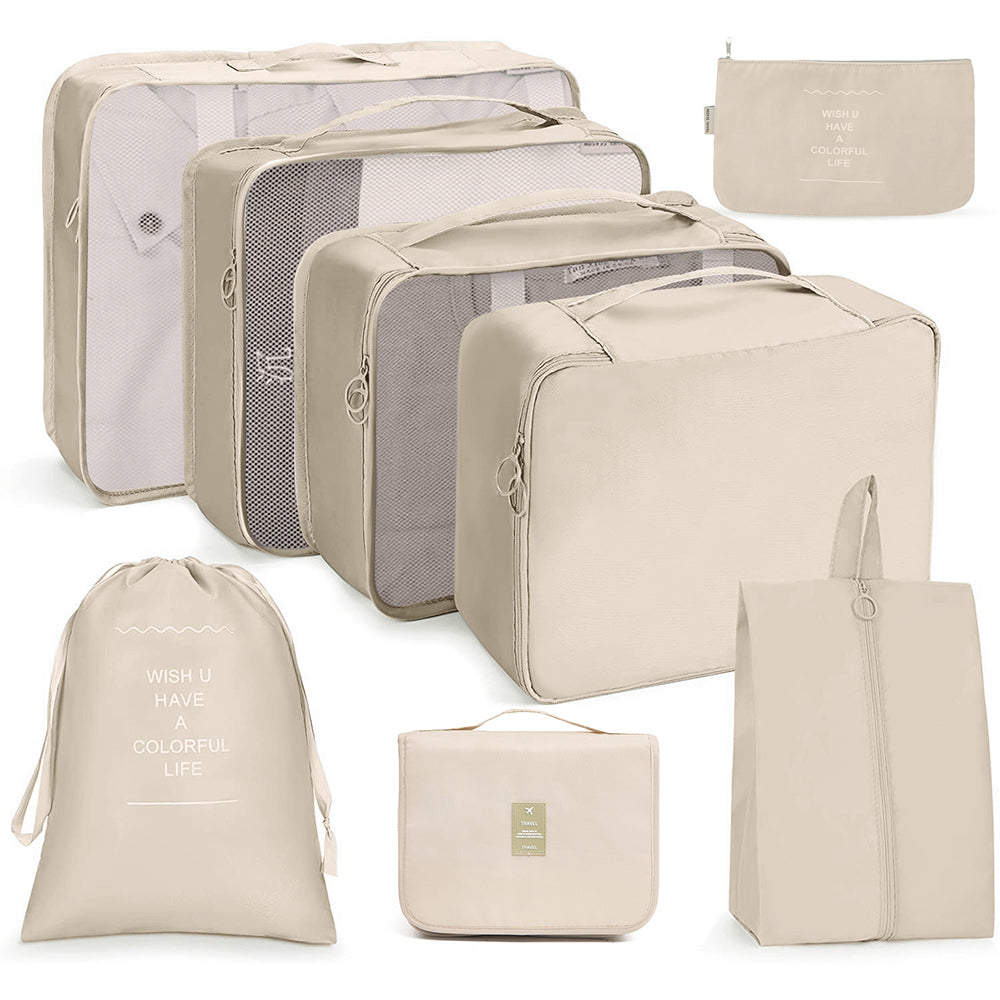 Set of 8Pcs Travel Storage Bag Beige