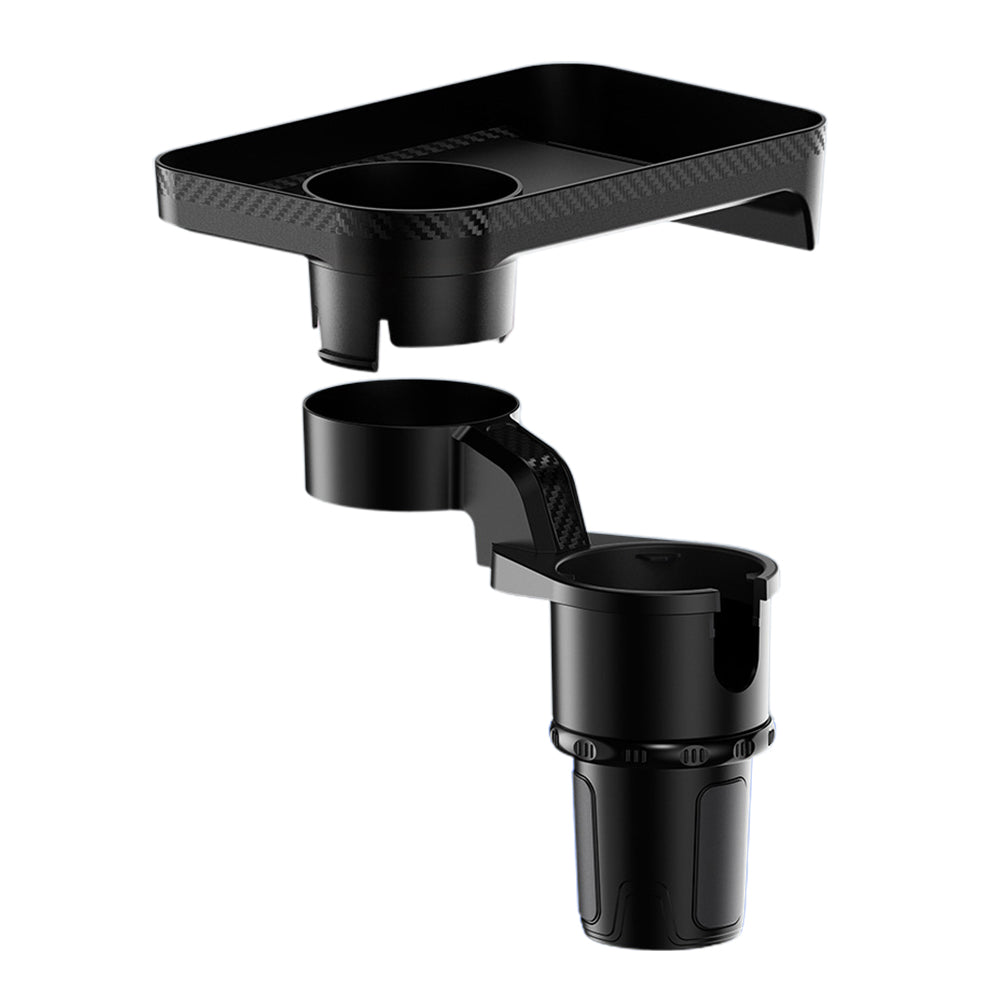 360 Rotating Car Cup Holder Expander with Attachable Tray