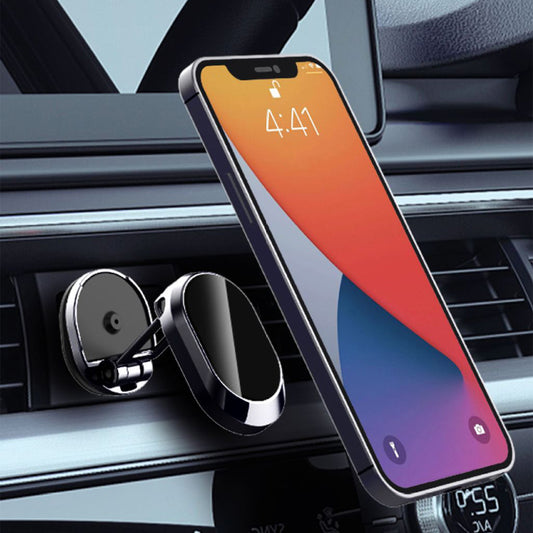 360 Rotating Folding Magnetic Car Phone Holder Black