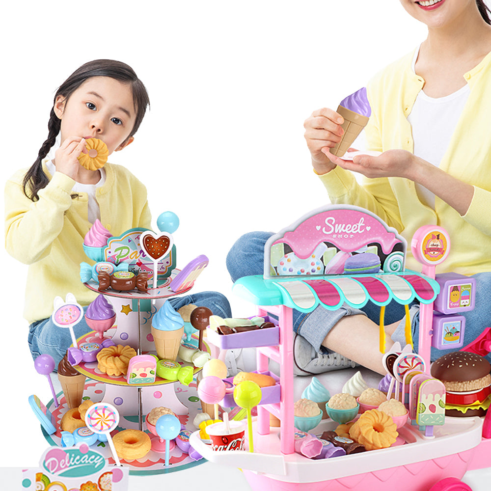 Mini Dessert Ice Cream Cart Toy Set Kids Pretend Toys Set