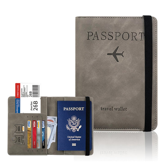 RFID Blocking Travel Passport Holder Purse Card Wallet Grey