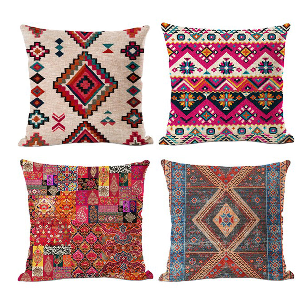 4 X Boho Printed Cushion Covers Bohemia Printed Cushion Covers