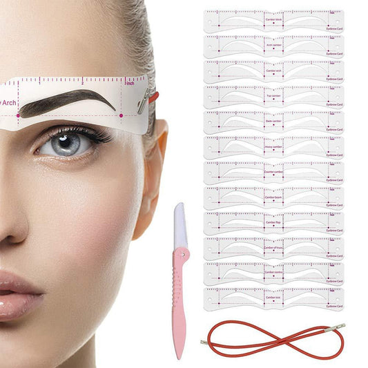 1 Set of 14Pcs Eyebrow Stencils Eyebrow Shaper Template Tool Kit