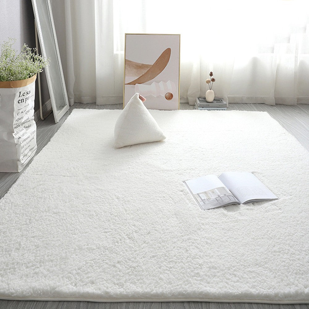 120x160cm Soft Shaggy Rug Fluffy Plush Area Rug Bedroom Carpet Home Decor White