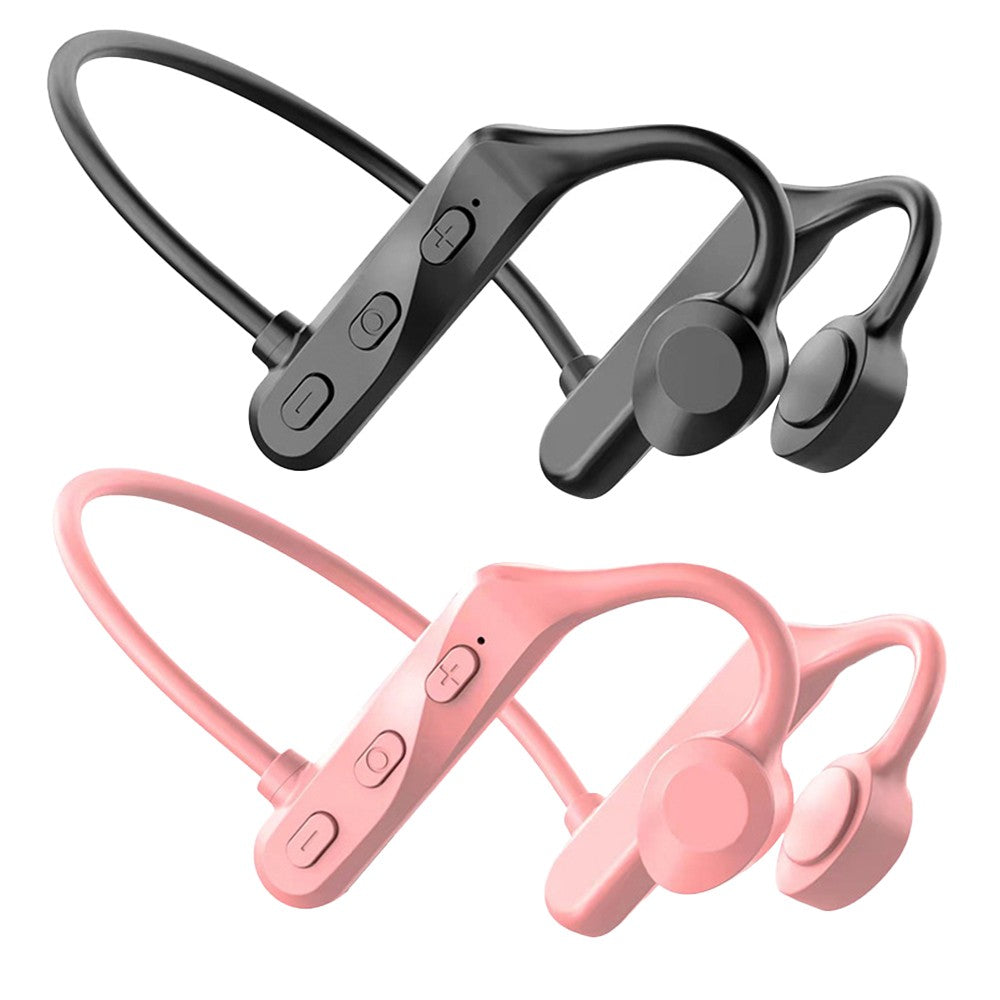 2 X Bluetooth 5.0 Air Conduction Headphones Wireless Sport Earphone Black Pink