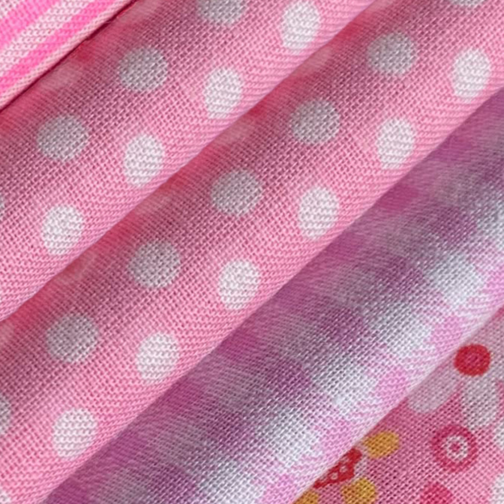 2 X Set of 7Pcs 25x25cm DIY Cotton Fabric Printed Cloth Sewing Quilting Fabric Patchwork Pink and Black