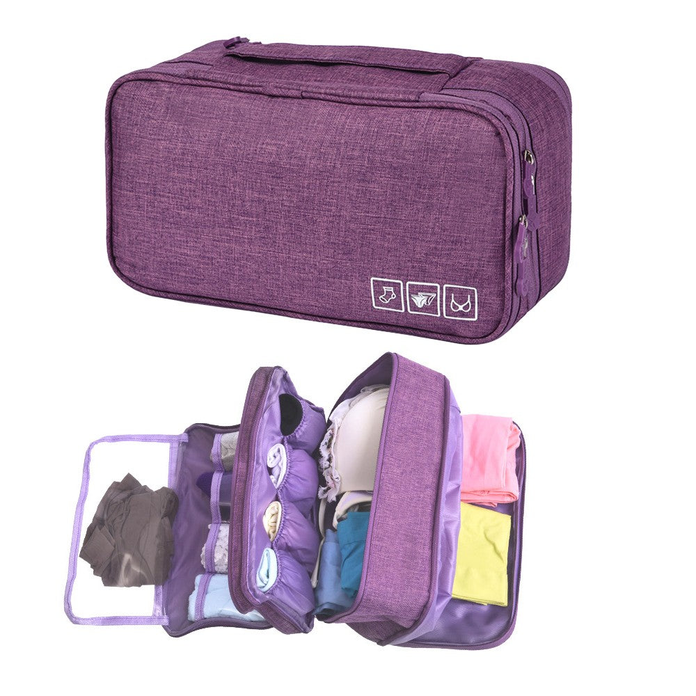 1 X Purple Portable Travel Underwear Bra Storage Bag Water Resistant Toiletry Bag Lingerie Socks Accessories Organizers