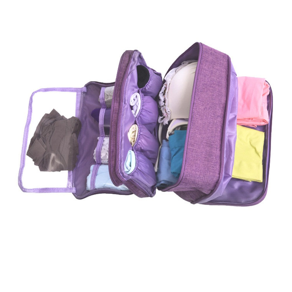 1 X Purple Portable Travel Underwear Bra Storage Bag Water Resistant Toiletry Bag Lingerie Socks Accessories Organizers