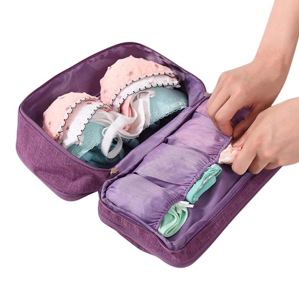 1 X Purple Portable Travel Underwear Bra Storage Bag Water Resistant Toiletry Bag Lingerie Socks Accessories Organizers