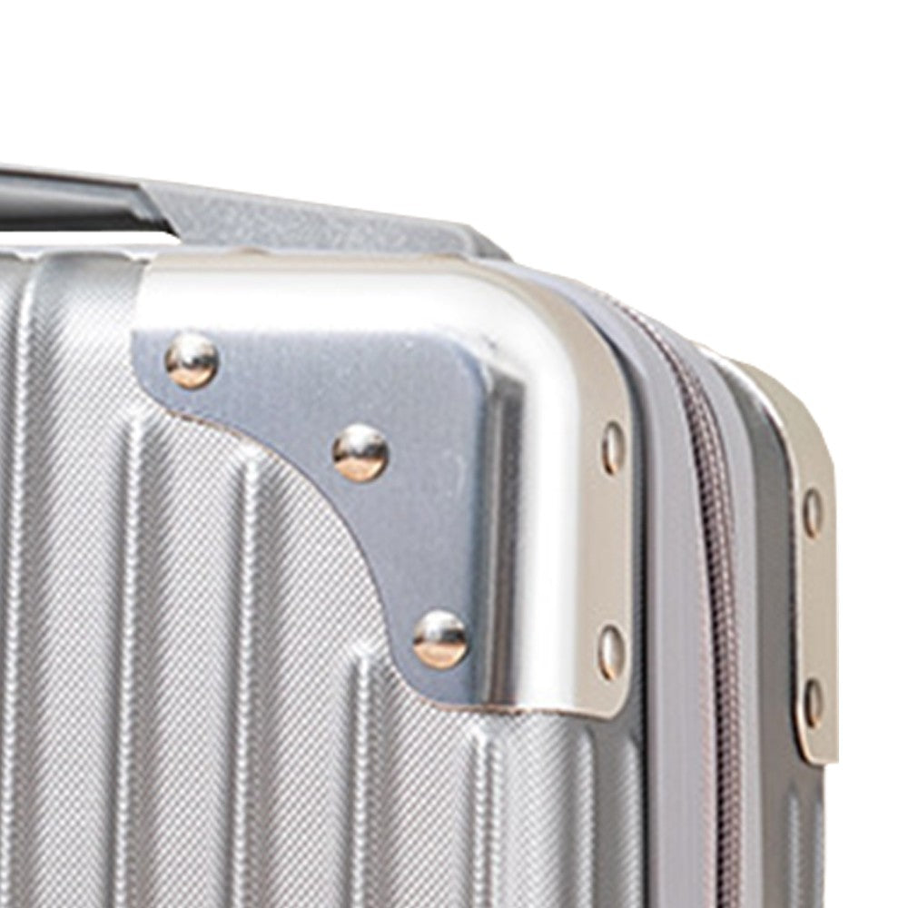 14 Inches Travel Hard Shell Cosmetic Case Suitcase Silver Grey