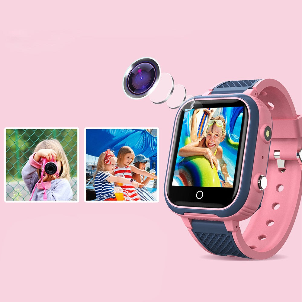 Pink 4G Kids Smart Watch Water Resistant Wifi GPS Locator Watch for Android iOS Phone