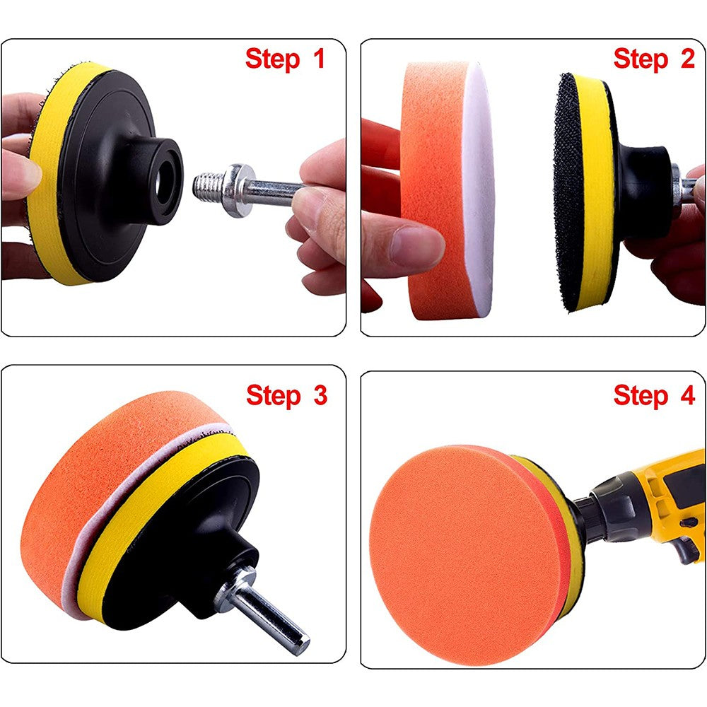 1 X 22Pcs 3 Inch Car Foam Drill Polishing Pad Set Buffing Pad Kit Polisher Attachment for Drill