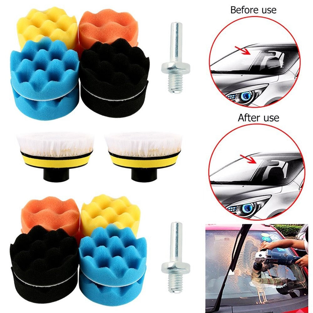 1 X 22Pcs 3 Inch Car Foam Drill Polishing Pad Set Buffing Pad Kit Polisher Attachment for Drill