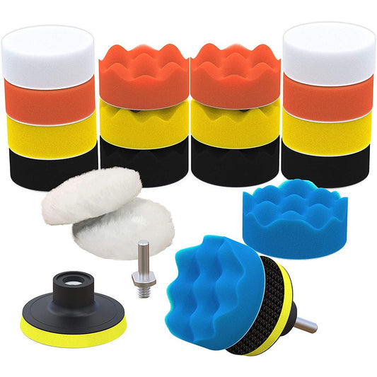 2 X 22Pcs 3 Inch Car Foam Drill Polishing Pad Set Buffing Pad Kit Polisher Attachment for Drill