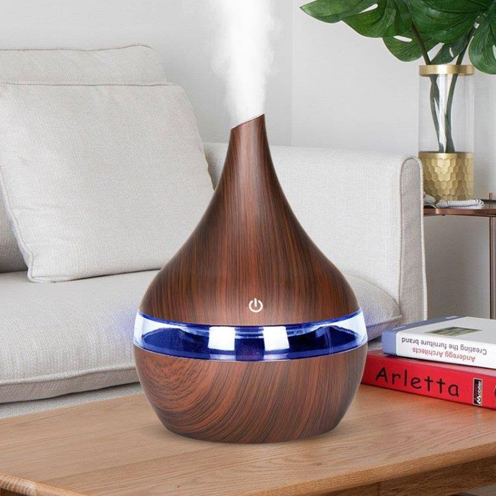 300ml Ultrasonic Essential Oil Diffuser USB Electric Humidifier Aroma Air Diffuser Aromatherapy Dark Brown