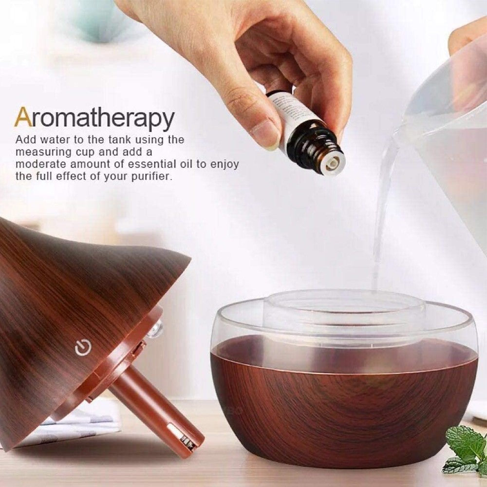 300ml Ultrasonic Essential Oil Diffuser USB Electric Humidifier Aroma Air Diffuser Aromatherapy Dark Brown