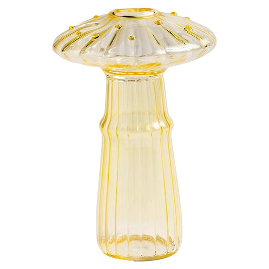 Yellow Mushroom Shaped Glass Vase Aromatherapy Bottle Hydroponic Plant Flower Pot