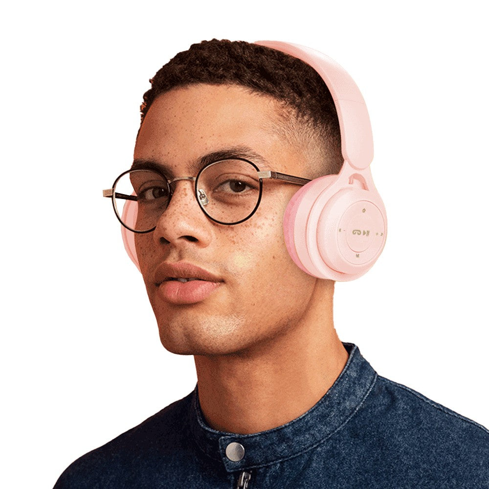 Y08 Wireless Bluetooth 5.0 Headphones with Microphone Foldable Headset Stereo Over Ear Headphone Pink