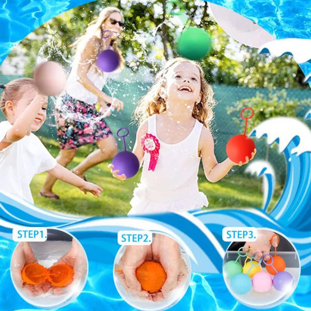 6Pcs Reusable Water Balls Quick Fill Water Balloons Bombs Water Fight Toy for Kids Adults