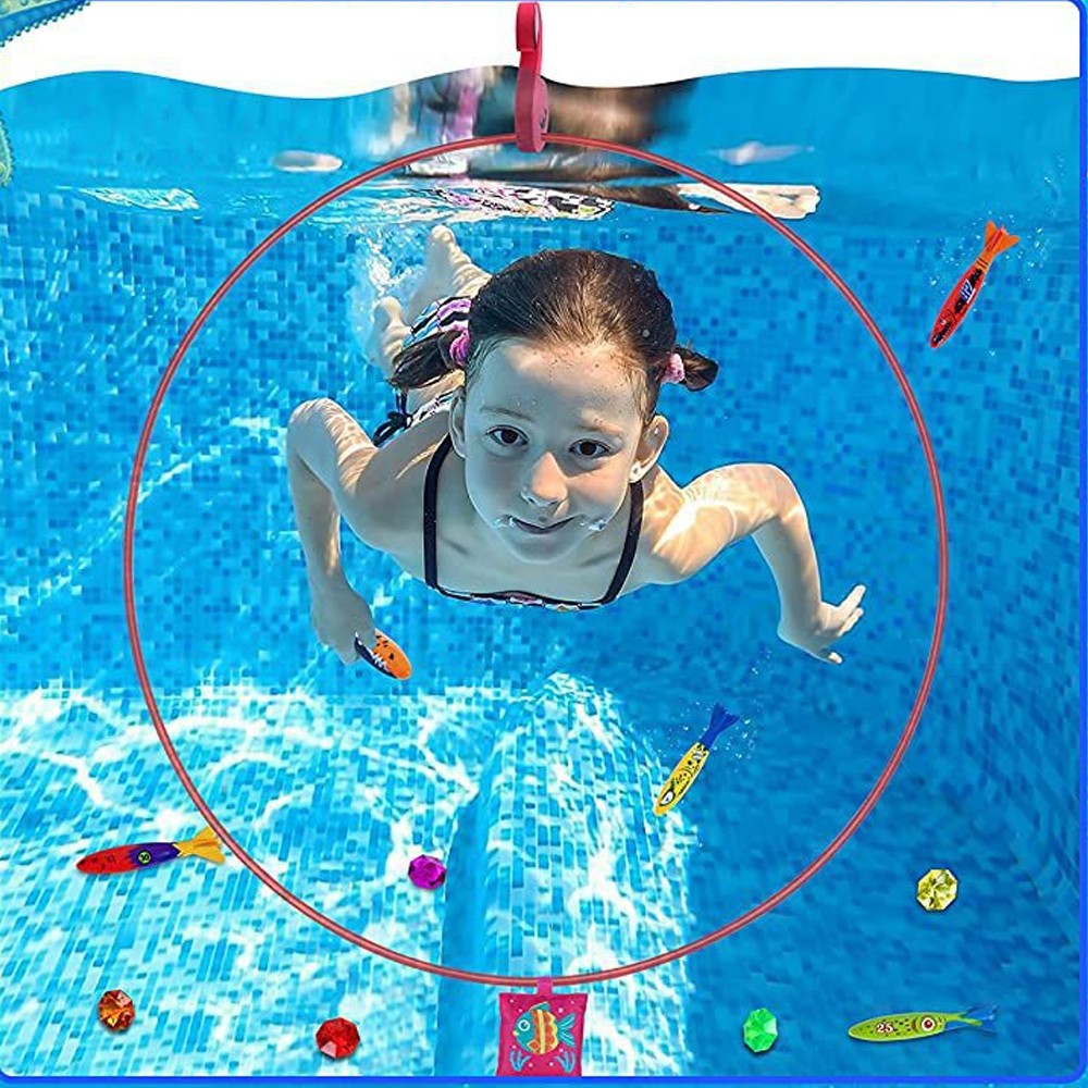 27-Piece Diving Toy Set for Kids Underwater Floating Pool Toys Diving Thru Rings