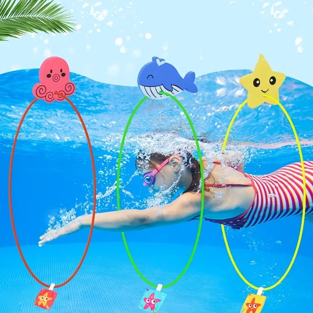 27-Piece Diving Toy Set for Kids Underwater Floating Pool Toys Diving Thru Rings