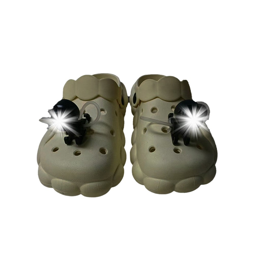 1 Pair of Shoes Headlights USB Rechargeable Croc Lights with Shoelaces - Black