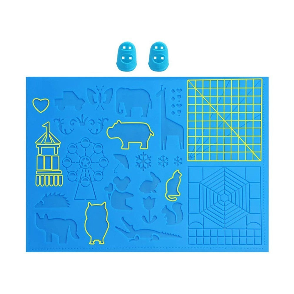 1Pc 3D Printing Pen Mat Silicone 3D Pen Drawing Template Pad with Finger Caps