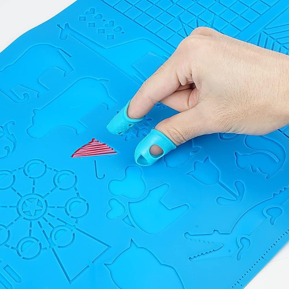 1Pc 3D Printing Pen Mat Silicone 3D Pen Drawing Template Pad with Finger Caps