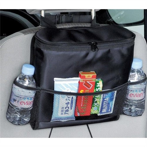 Multi-Pocket Car Back Seat Organizer with Insulated Cooler Pocket Black