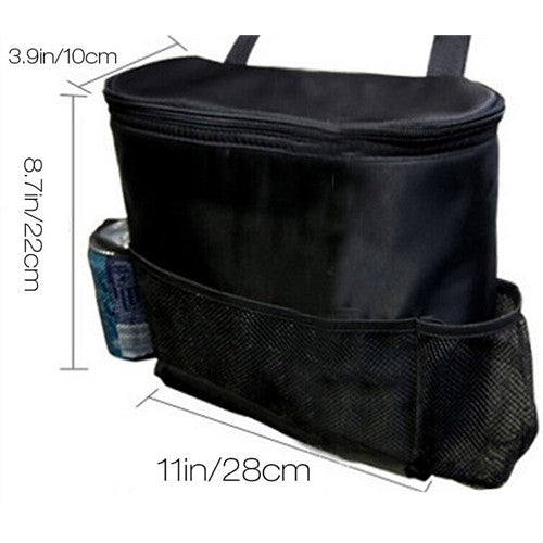 Multi-Pocket Car Back Seat Organizer with Insulated Cooler Pocket Black