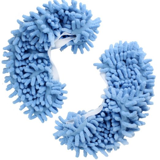 1 Pair of Multi-Function Chenille Fibre Washable Dust Mop Slippers