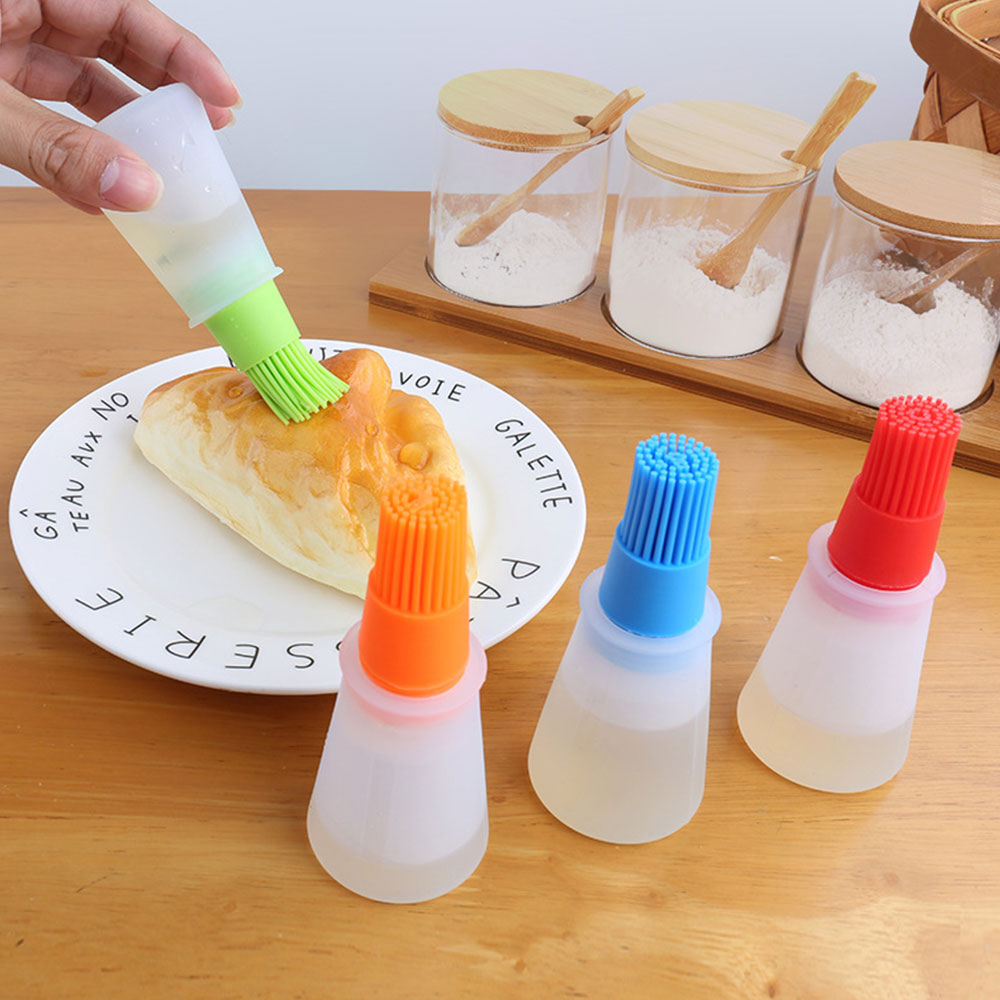 Kitchen Oil Brush Storage Bottles Silicone Bottle with Brush