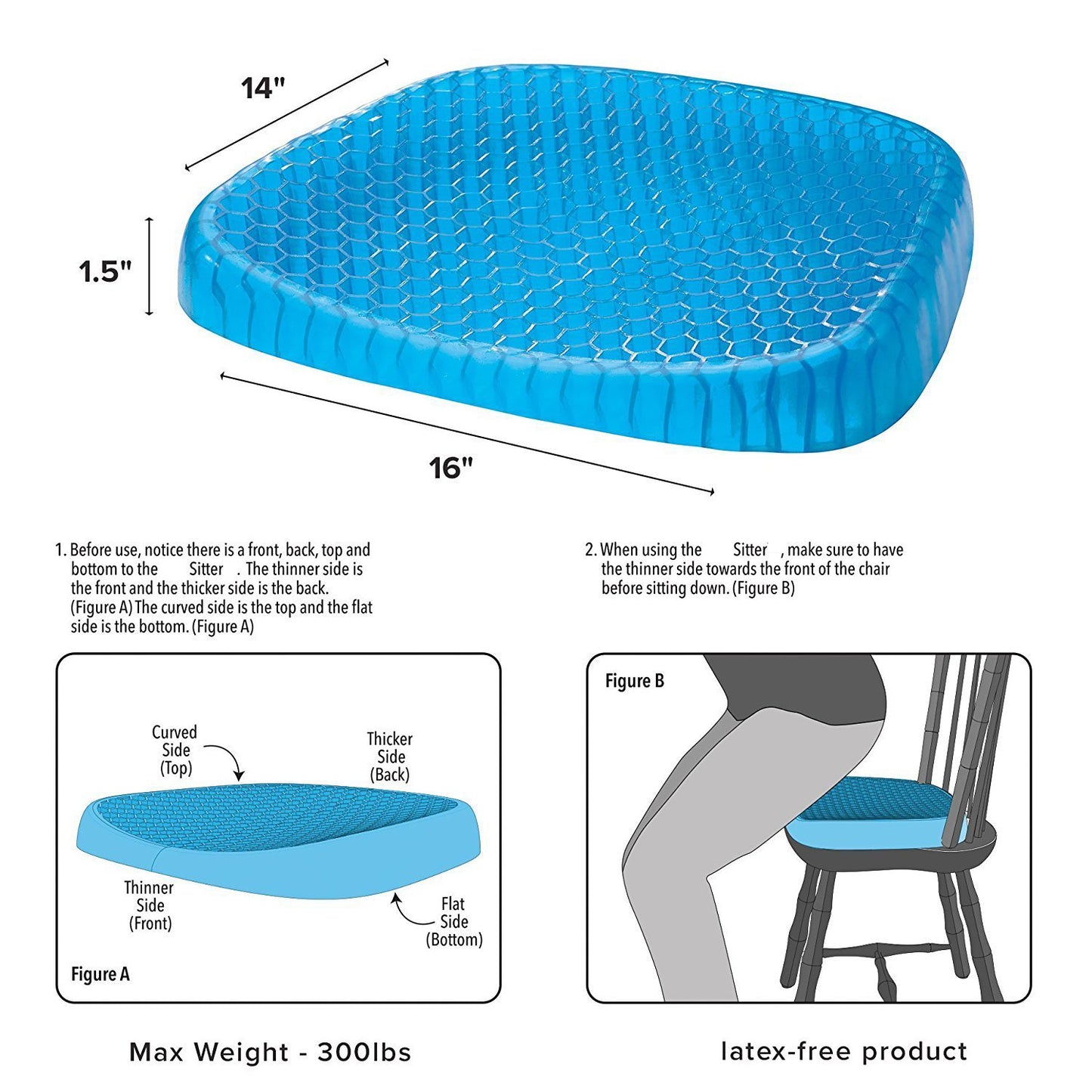 Breathable Honeycomb Design Gel Seat Cushion