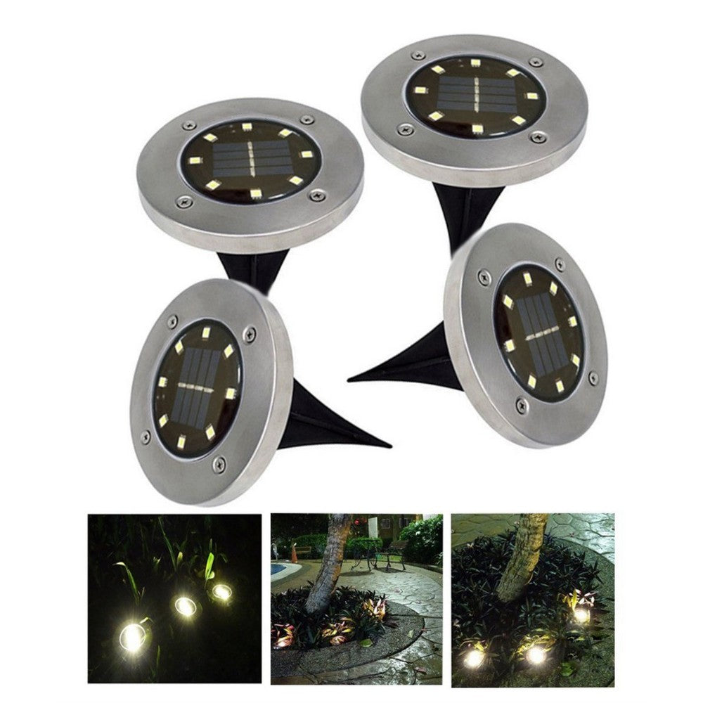 4Pack Super Bright 8-LED Solar Powered Waterproof Sensor Inground Lights