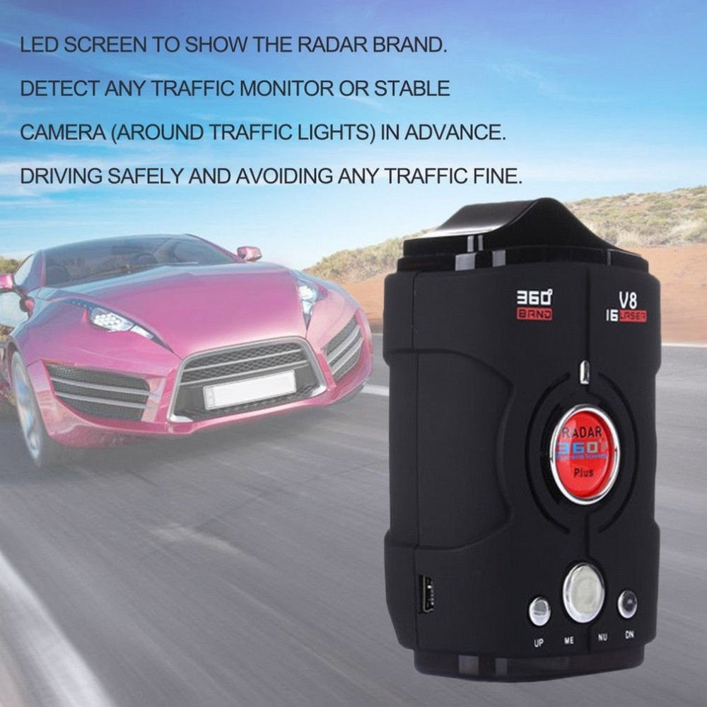 Speed V8 Laser Radar Detector 16 Band Auto 360 Degrees Voice Alert Warning Car Locator