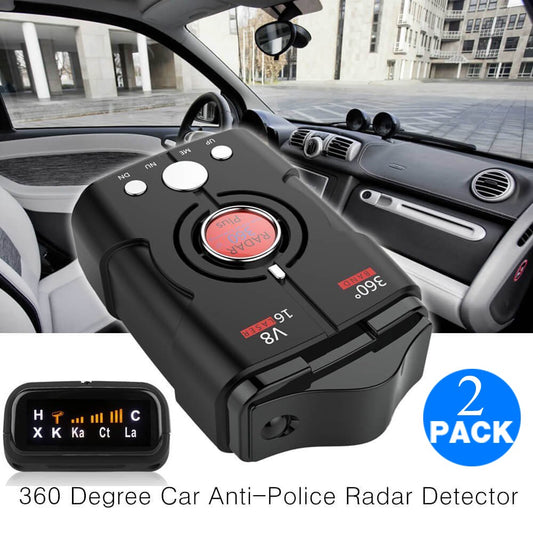 2PK Speed V8 Laser Radar Detector 16 Band Auto 360 Degrees Voice Alert Warning Car Locators