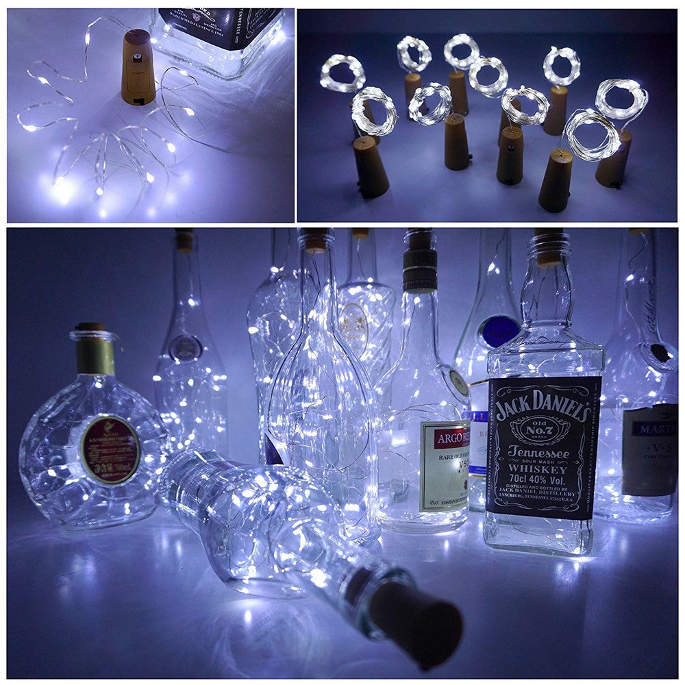 2 Pack Funky Bottle Stopper String Lights White