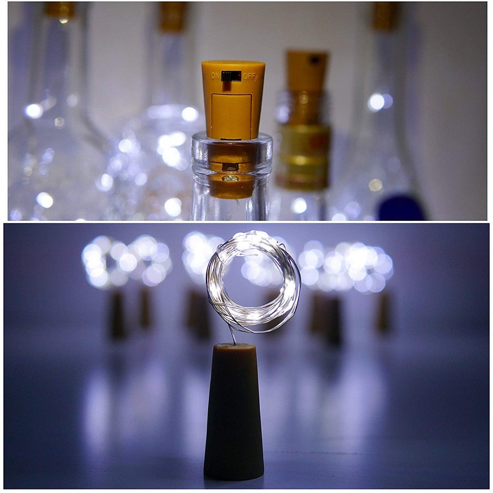 2 Pack Funky Bottle Stopper String Lights White