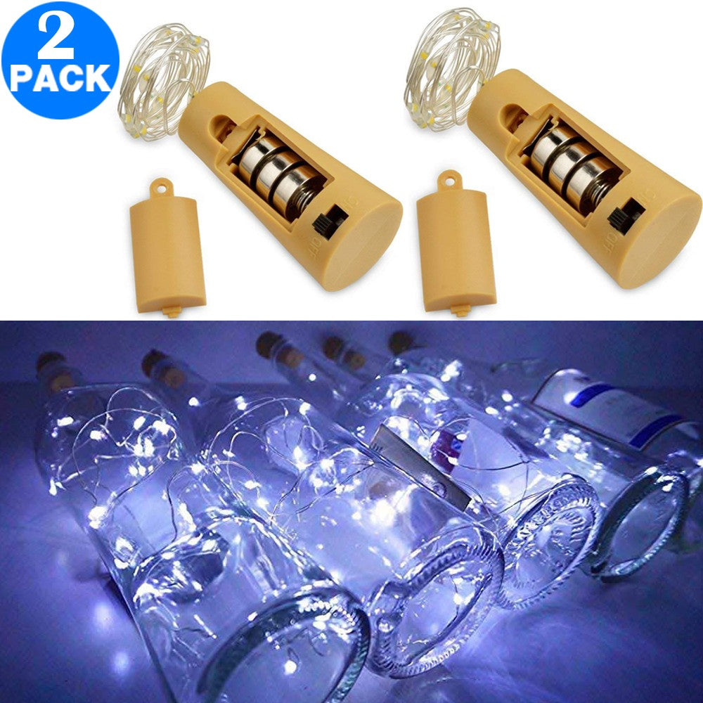 2 Pack Funky Bottle Stopper String Lights White