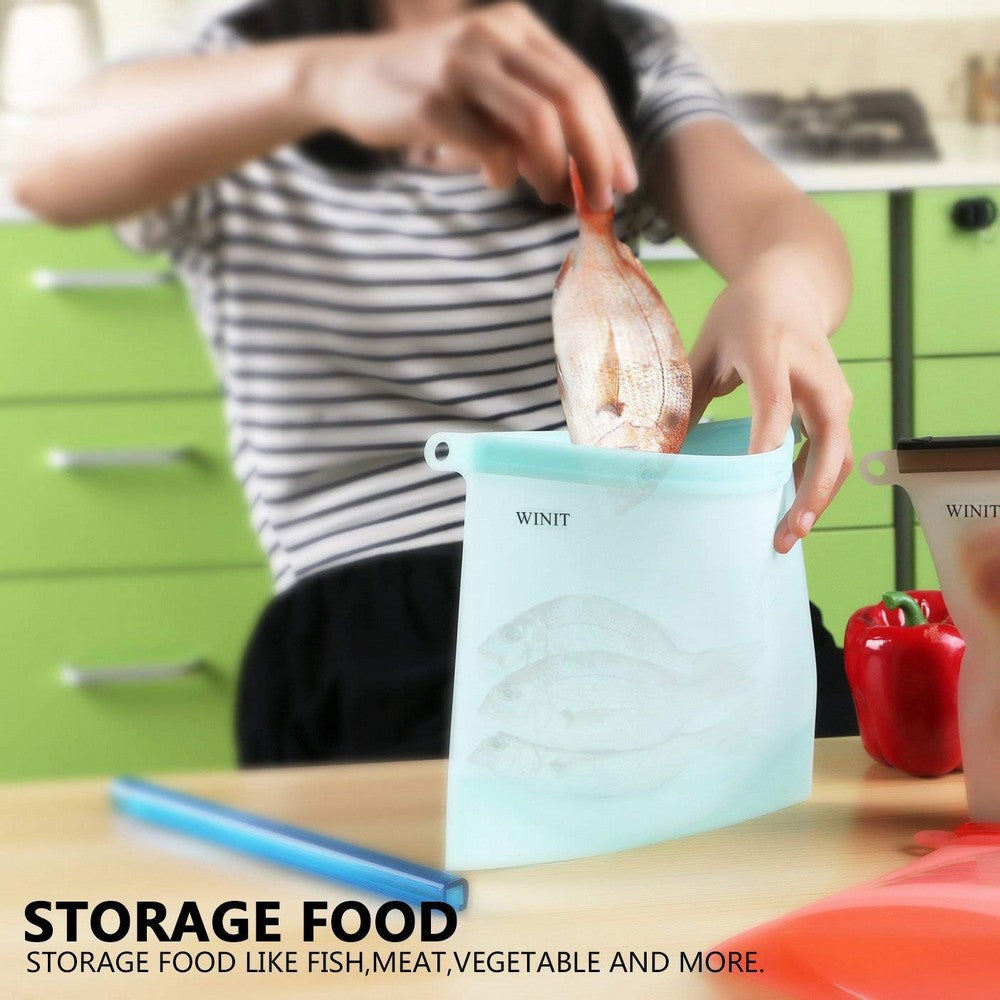 4 Pack 1000ML Silicone Food Storage Bags