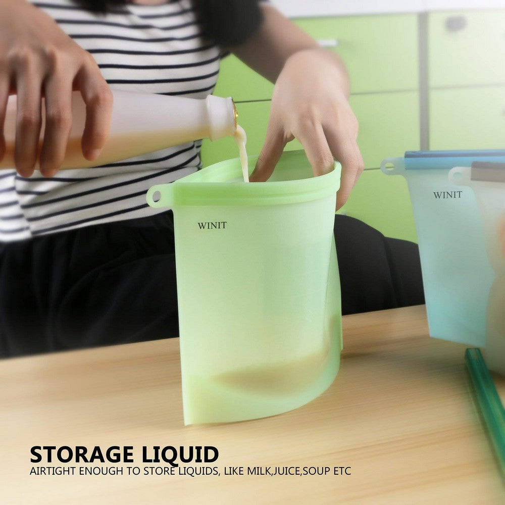 4 Pack 1000ML Silicone Food Storage Bags