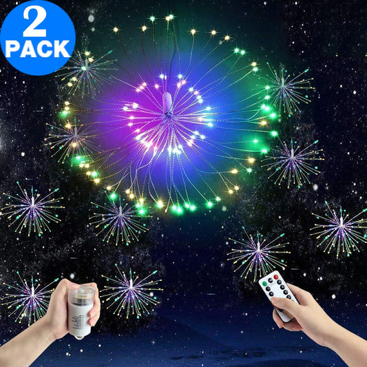 2 Pack 120 Bright Remote Control Explosion Star LED Fireworks Light Multicolor