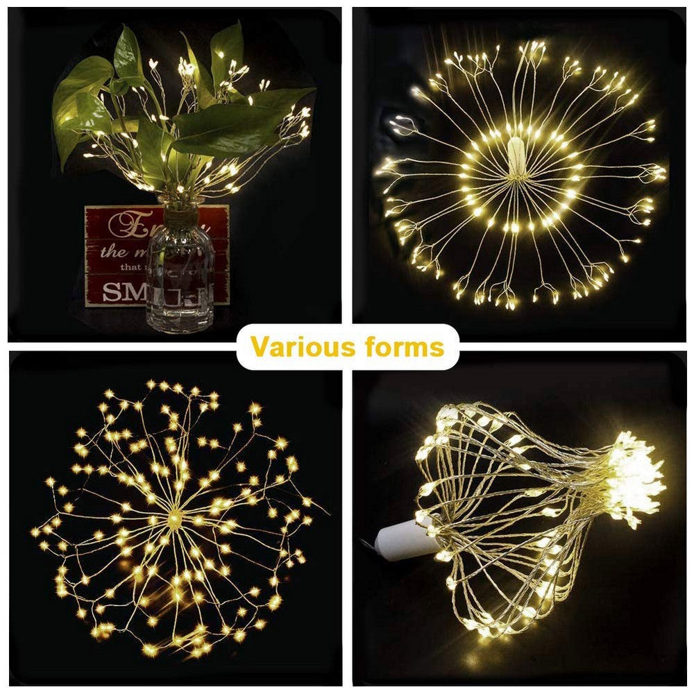 198 Bright Remote Control Explosion Star LED Fireworks Light Warm White