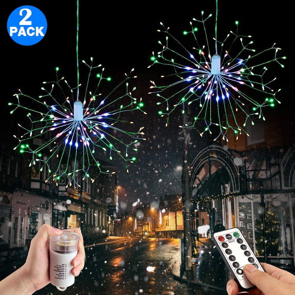 2 Pack 198 Bright Remote Control Explosion Star LED Fireworks Light Multicolor