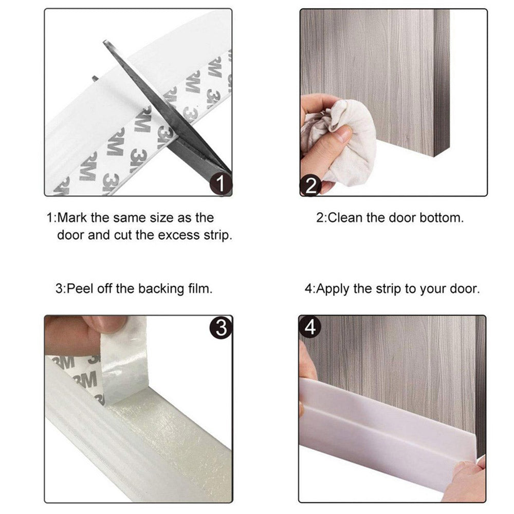 4 Rollers 25mmx1m  Home Decor Draft Strips Door Draft Stopper Under Door Seal for Soundproof-White