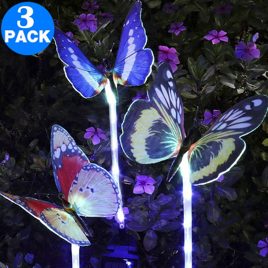 3 Pack Colour Changing 5 LED Butterflies Solar Landscape Lights